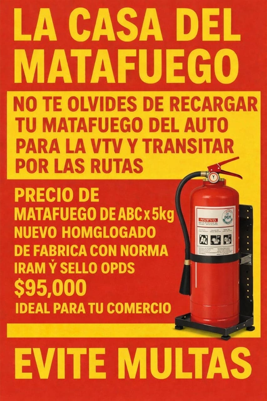 Matafuego ABC 5kg homologado para comercios