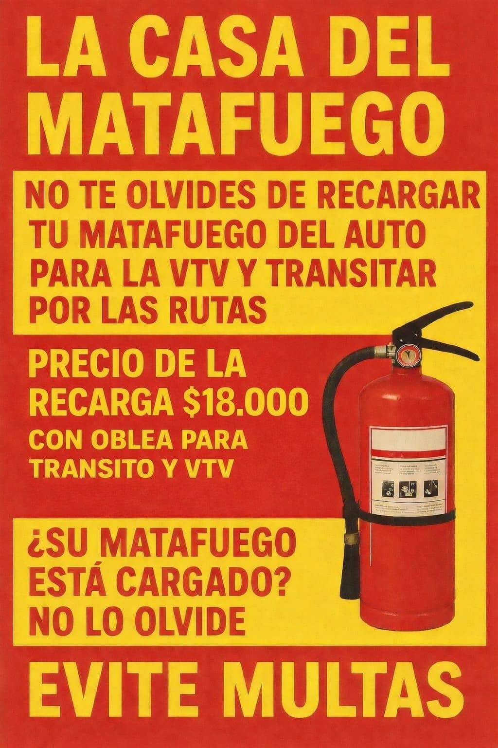 Recarga de matafuego para VTV