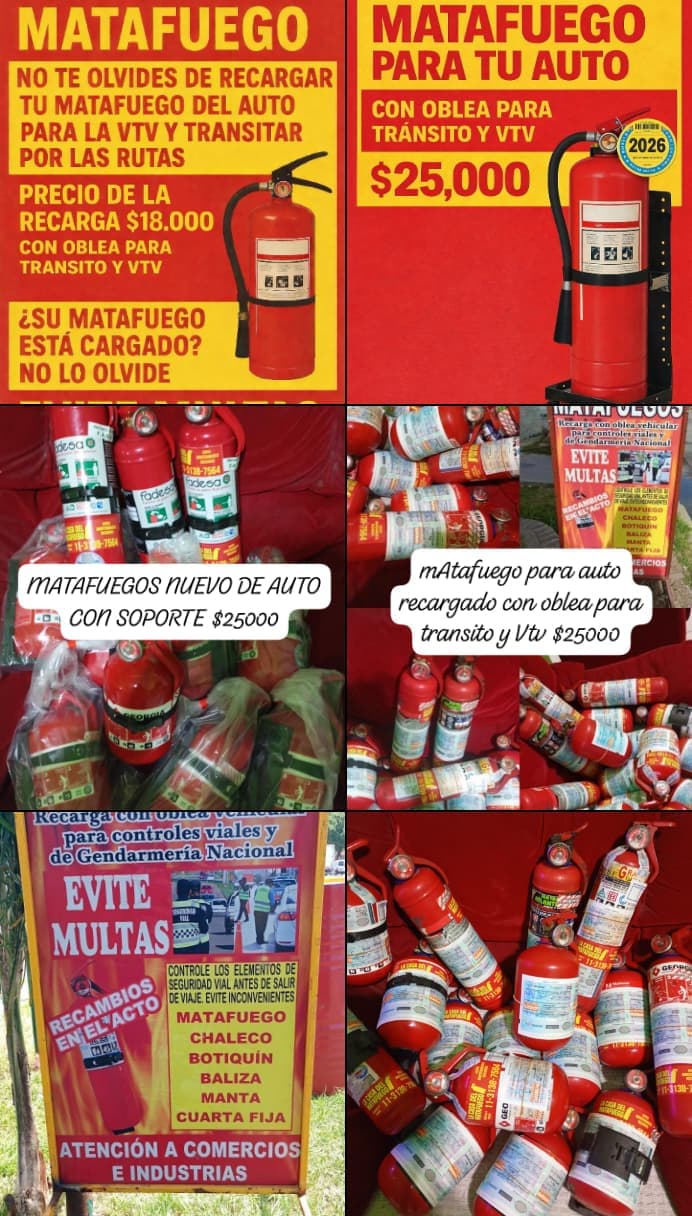 Recarga con oblea y matafuego para auto